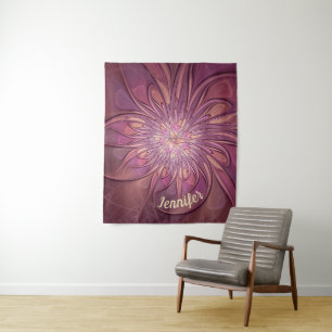 Abstracte moderne bloemige fractale bes kleuren na wandkleed