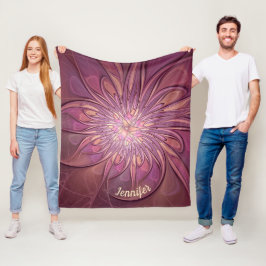 Abstracte Moderne Bloemige Fractale Bessenkleuren  Fleece Deken