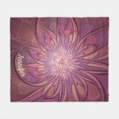 Abstracte Moderne Bloemige Fractale Bessenkleuren  Fleece Deken (Voorkant (Horizontaal))
