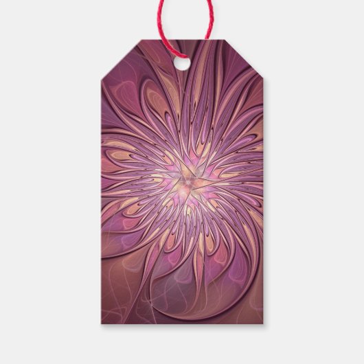 Abstracte moderne bloemige fractale kunst bes kleu cadeaulabel (Voorkant)