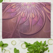 Abstracte moderne bloemige fractale kunst bes kleu theedoek (Gevouwen)