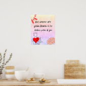 Abstracte moderne bloemkunst en liefdescitaat poster (Keuken)