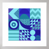 Abstracte moderne blues greens geometrische vormen poster (Voorkant)