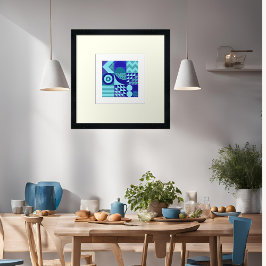 Abstracte moderne blues greens geometrische vormen poster