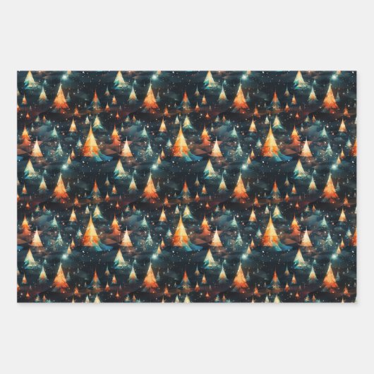 Abstracte moderne bomen: gedurfd kerstontwerp inpakpapier vel (Voorkant)