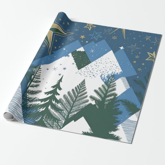 Abstracte moderne bosboom cadeaupapier (Uitgerold)