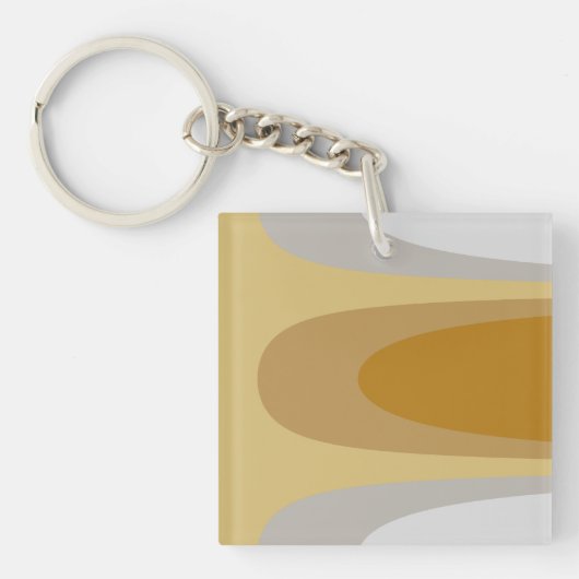 Abstracte moderne bruingele, grijze geometrische k sleutelhanger (Voorkant)