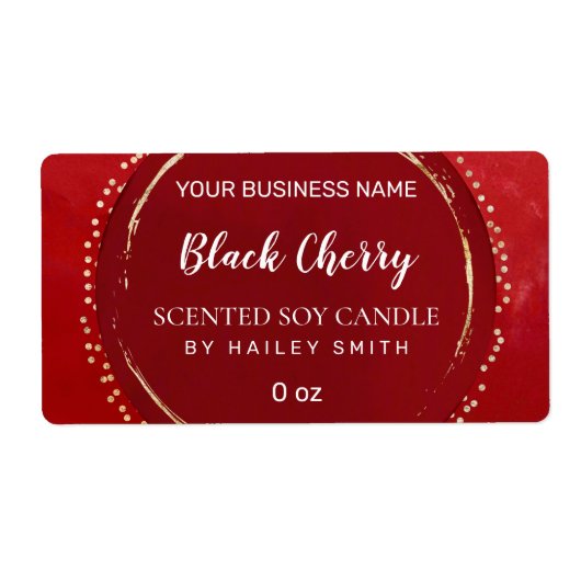 Abstracte moderne Cherry Red Soy Candle Labels (Voorkant)