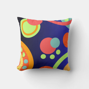 Abstracte moderne cirkels stippen blauw oranje gro kussen