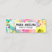 Abstracte moderne Colorful Splashes-Waterverf Mini Visitekaartje (Voorkant)
