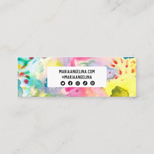 Abstracte moderne Colorful Splashes-Waterverf Mini Visitekaartje (Achterkant)