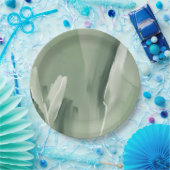 Abstracte Moderne Eenvoudige Sage Groene Waterverf Papieren Bordje (Feest)