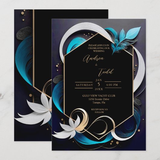 Abstracte moderne elegante blauwgroen, witte, goud kaart (Voorkant / Achterkant)