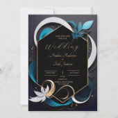 Abstracte moderne elegante blauwgroen, witte, goud save the date (Voorkant)