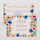 Abstracte moderne elegante bloemen waterverf bruil RSVP kaartje (Voorkant / Achterkant)