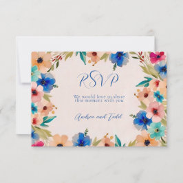 Abstracte moderne elegante bloemen waterverf bruil RSVP kaartje