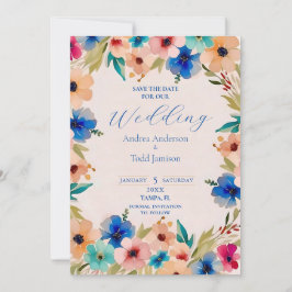 Abstracte moderne elegante bloemen waterverf bruil save the date
