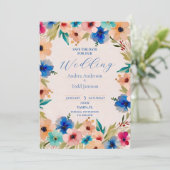 Abstracte moderne elegante bloemen waterverf bruil save the date (Staand voorkant)