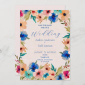 Abstracte moderne elegante bloemen waterverf bruil save the date (Voorkant / Achterkant)