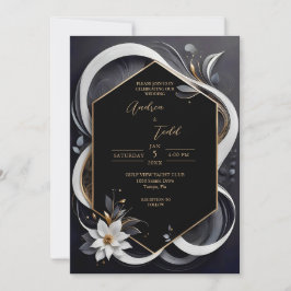 Abstracte moderne elegante witte en gouden bruilof kaart