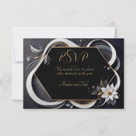 Abstracte moderne elegante witte en gouden bruilof RSVP kaartje