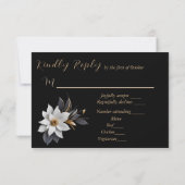 Abstracte moderne elegante witte en gouden bruilof RSVP kaartje (Achterkant)