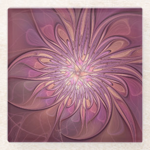 Abstracte moderne Floral fractal Art Berry Colors Glazen Onderzetter