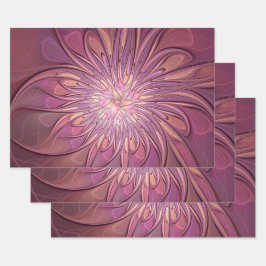 Abstracte moderne Floral fractal Art Berry Colors Inpakpapier Vel