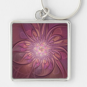 Abstracte moderne Floral fractal Art Berry Colors Sleutelhanger