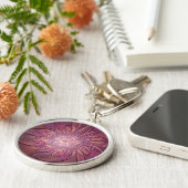 Abstracte moderne Floral fractal Art Berry Colors Sleutelhanger (Zijkant)