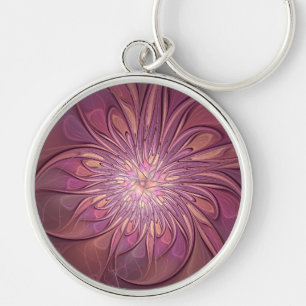Abstracte moderne Floral fractal Art Berry Colors Sleutelhanger