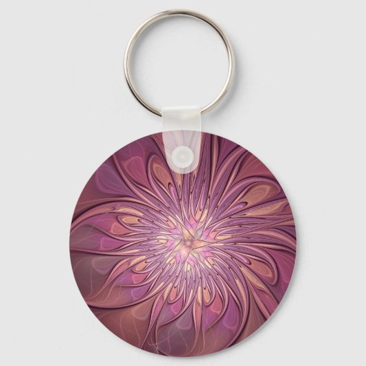 Abstracte moderne Floral fractal Art Berry Colors Sleutelhanger (Voorkant)