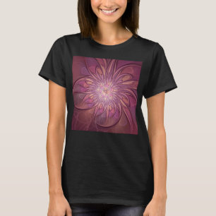 Abstracte moderne Floral fractal Art Berry Colors T-shirt