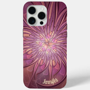 Abstracte Moderne Floral Fractal Berry Colors Name iPhone 15 Pro Max Hoesje