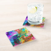 Abstracte moderne Fluid Art Glazen Onderzetter (Schuin)