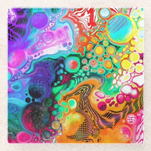 Abstracte moderne Fluid Art Glazen Onderzetter (Voorkant)