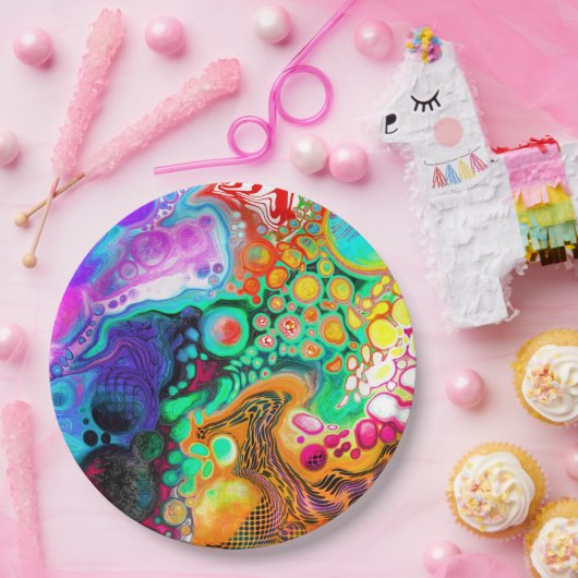 Abstracte moderne Fluid Art Papieren Bordje (Feest)