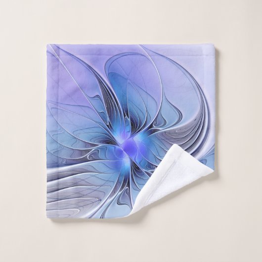 Abstracte moderne Fractal Art Lavendel blauw Bad Handdoek (Wasdoekje)
