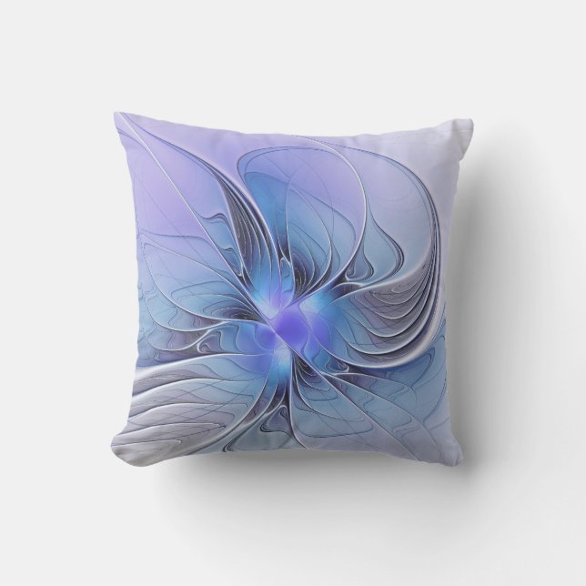 Abstracte moderne Fractal Art Lavendel blauw Buitenkussen (Voorkant)