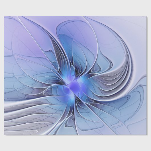 Abstracte moderne Fractal Art Lavendel blauw Cadeaupapier (Vlak)