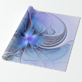 Abstracte moderne Fractal Art Lavendel blauw Cadeaupapier (Uitgerold)