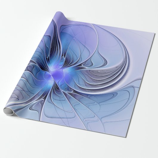 Abstracte moderne Fractal Art Lavendel blauw Cadeaupapier (Uitgerold)