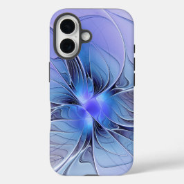 Abstracte moderne Fractal Art Lavendel blauw iPhone 16 Hoesje