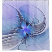 Abstracte moderne Fractal Art Lavendel blauw Douchegordijn (Voorkant)