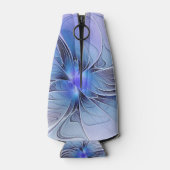 Abstracte moderne Fractal Art Lavendel blauw Flesjeskoeler (Achterkant)