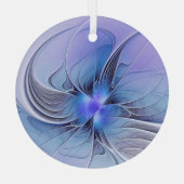 Abstracte moderne Fractal Art Lavendel blauw Glas Ornament (Achterkant)