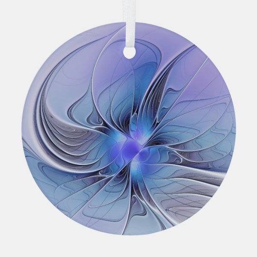 Abstracte moderne Fractal Art Lavendel blauw Glas Ornament (Achterkant)