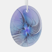 Abstracte moderne Fractal Art Lavendel blauw Glas Ornament (Voorkant Rechts)