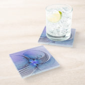 Abstracte moderne Fractal Art Lavendel blauw Glazen Onderzetter (Schuin)