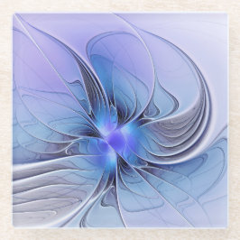 Abstracte moderne Fractal Art Lavendel blauw Glazen Onderzetter